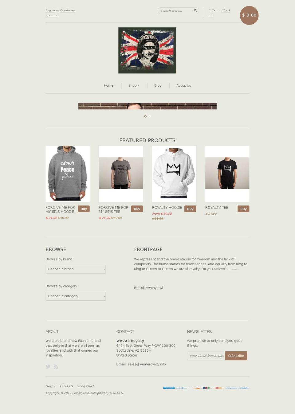 weareroyalty.info shopify website screenshot