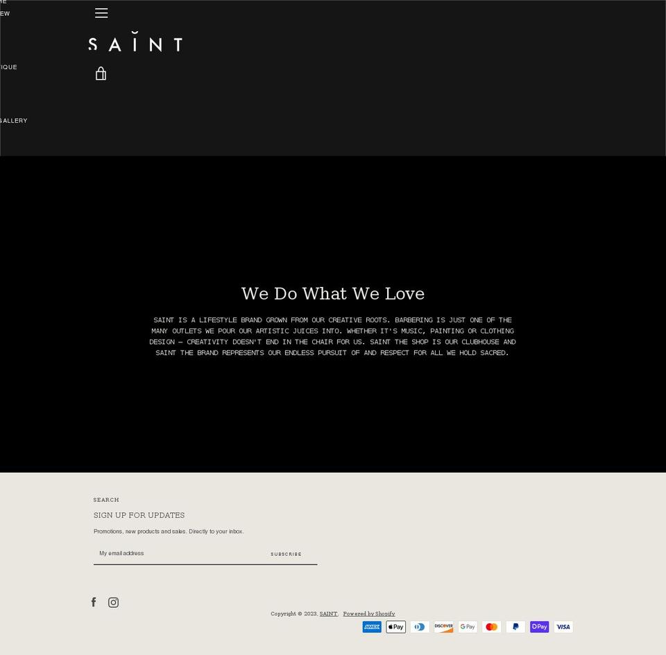 wearesaint.com shopify website screenshot