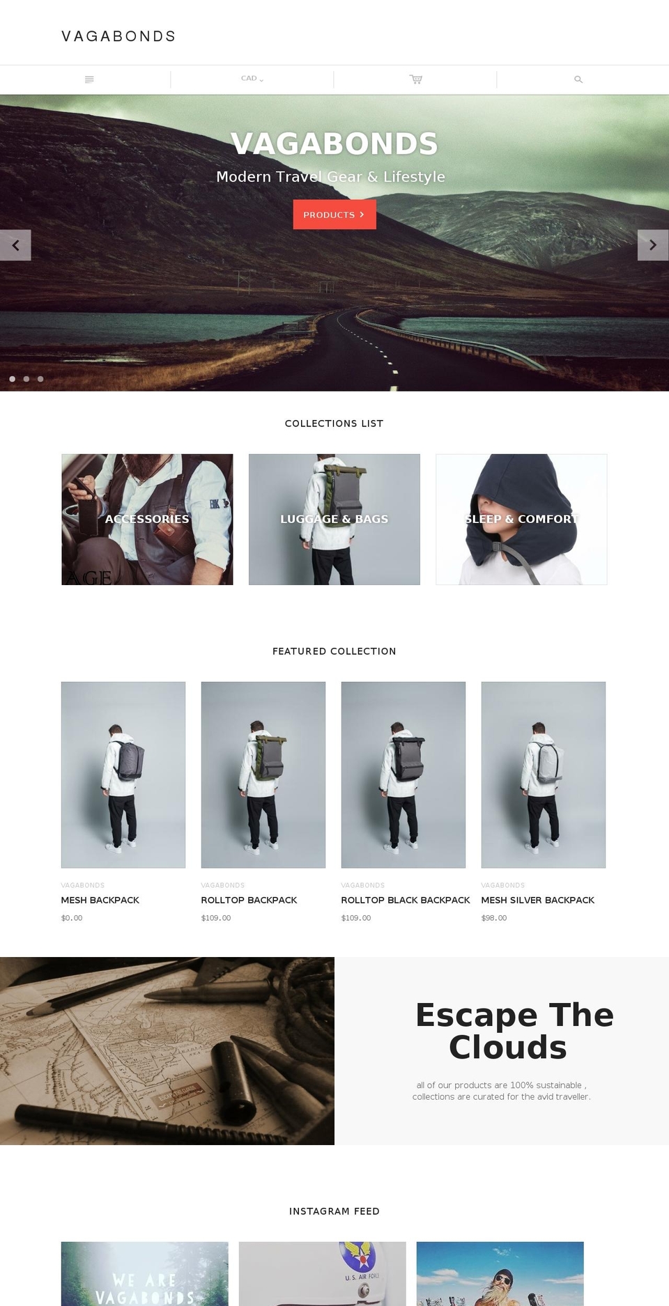wearevagabonds.com shopify website screenshot