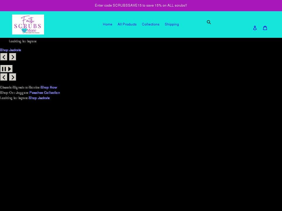 wearfaithscrubs.com shopify website screenshot