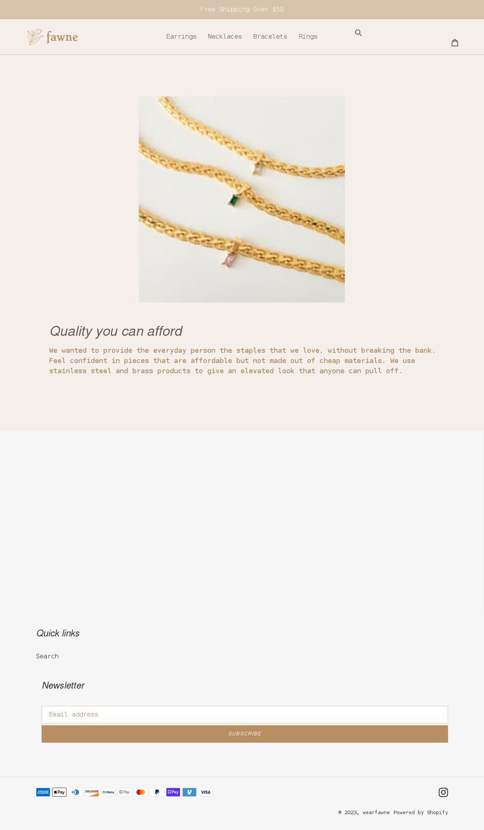 wearfawne.com shopify website screenshot