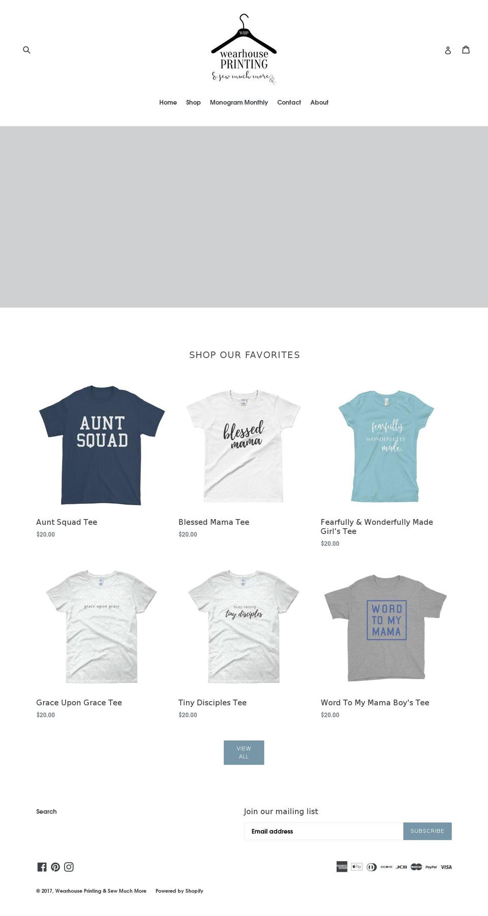 wearhouseprinting.com shopify website screenshot