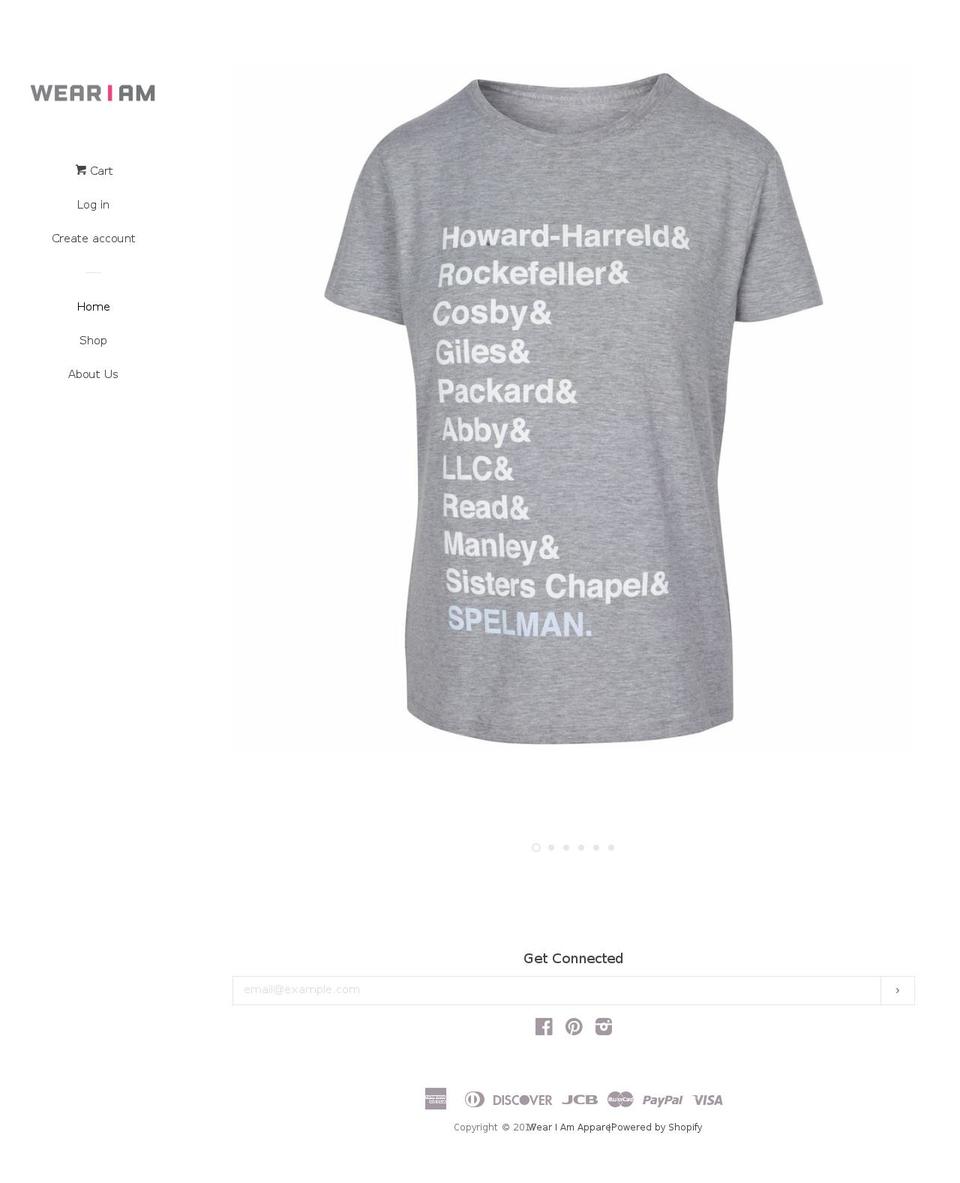 weariamapparel.com shopify website screenshot