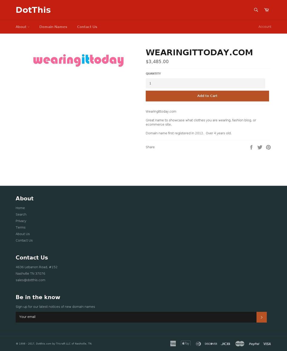 wearingittoday.com shopify website screenshot