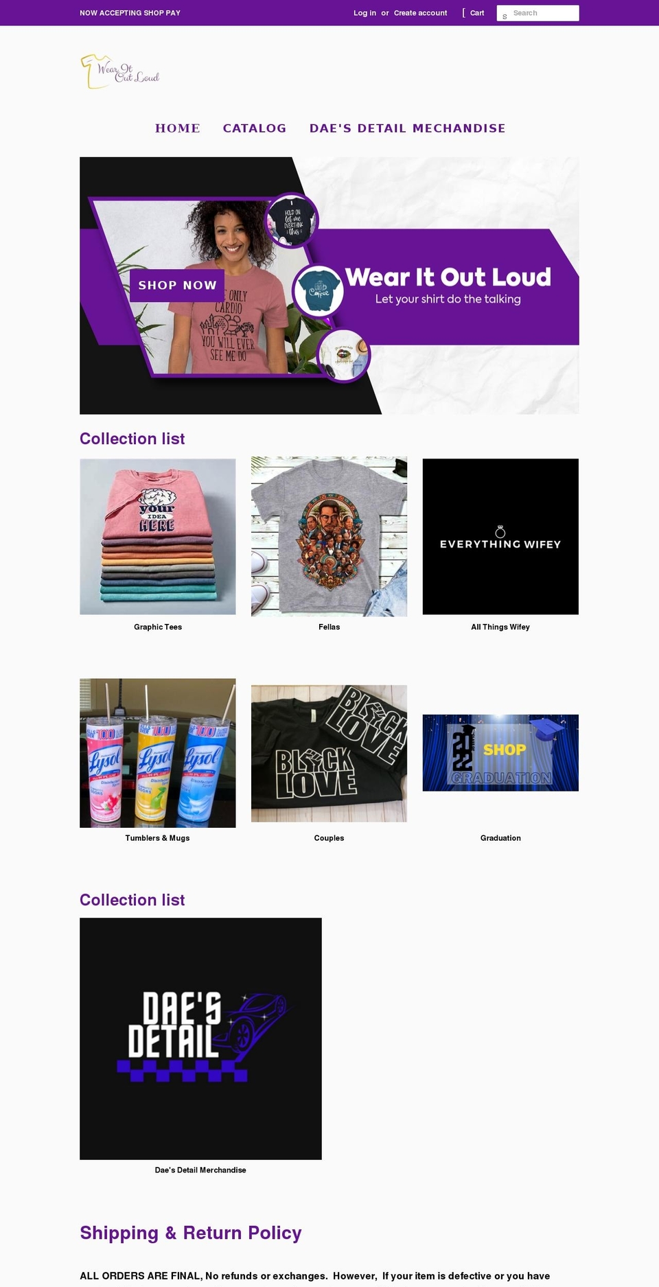 wearitoutloud.net shopify website screenshot