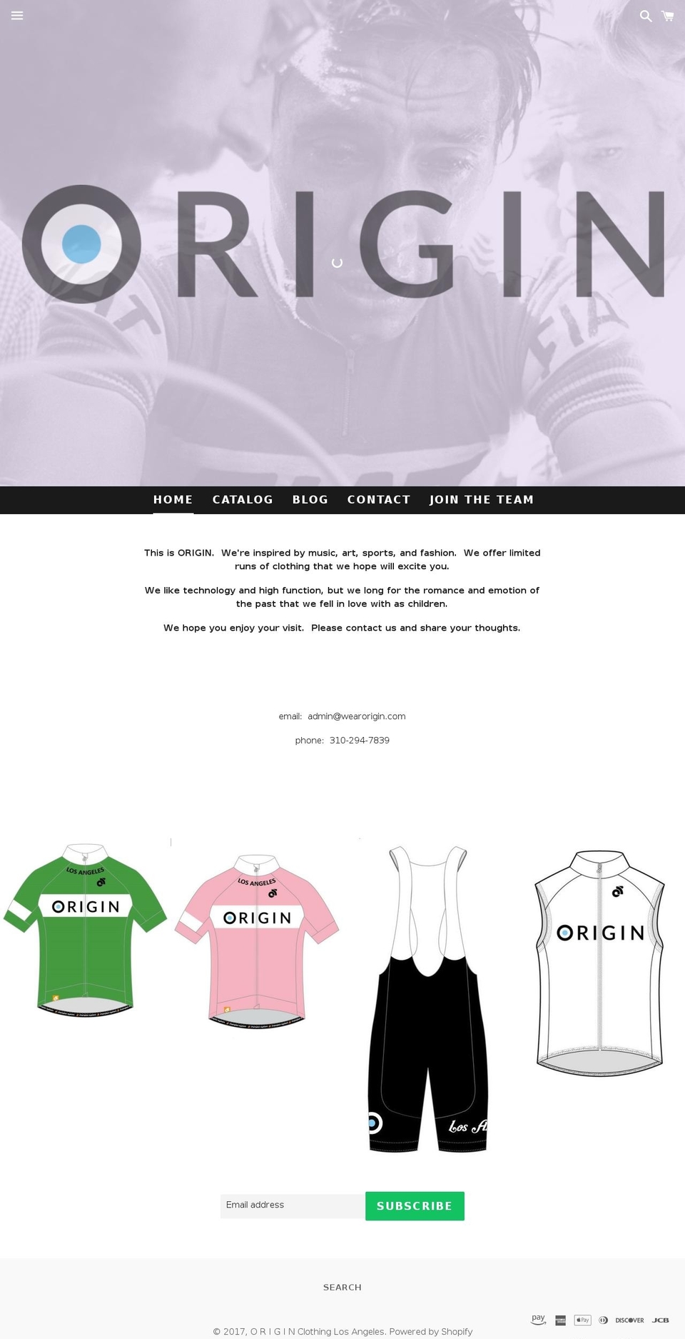 wearorigin.com shopify website screenshot