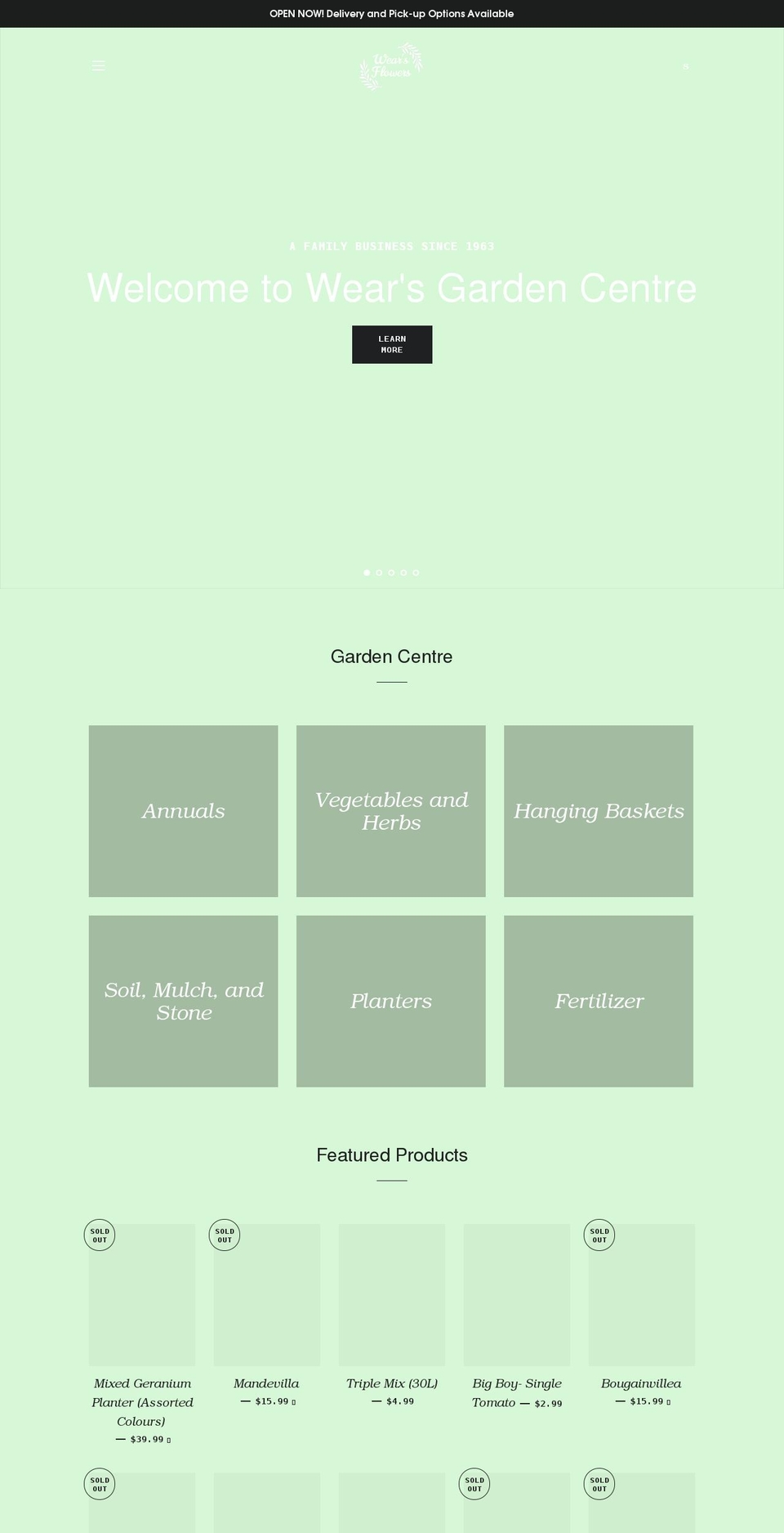 wearsgardencentre.com shopify website screenshot