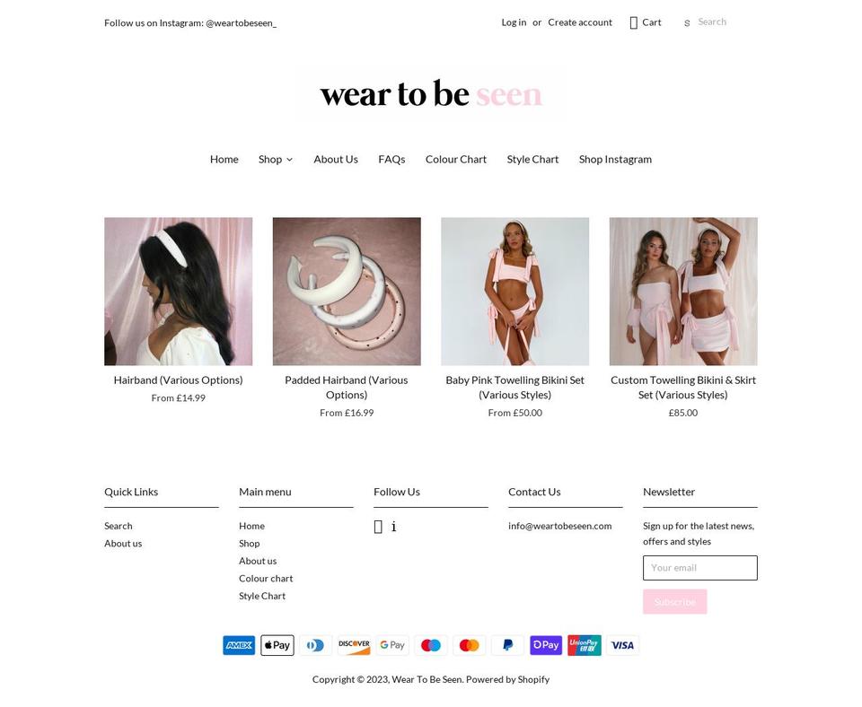 weartobeseen.com shopify website screenshot