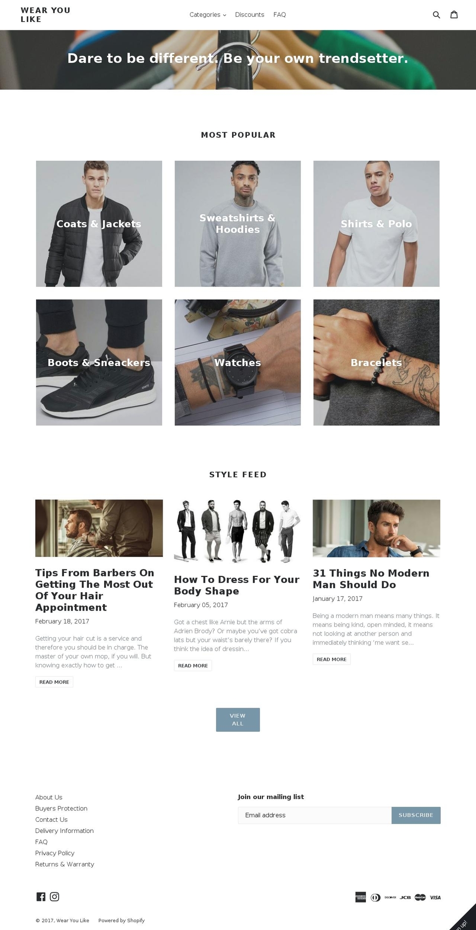 wearyoulike.com shopify website screenshot