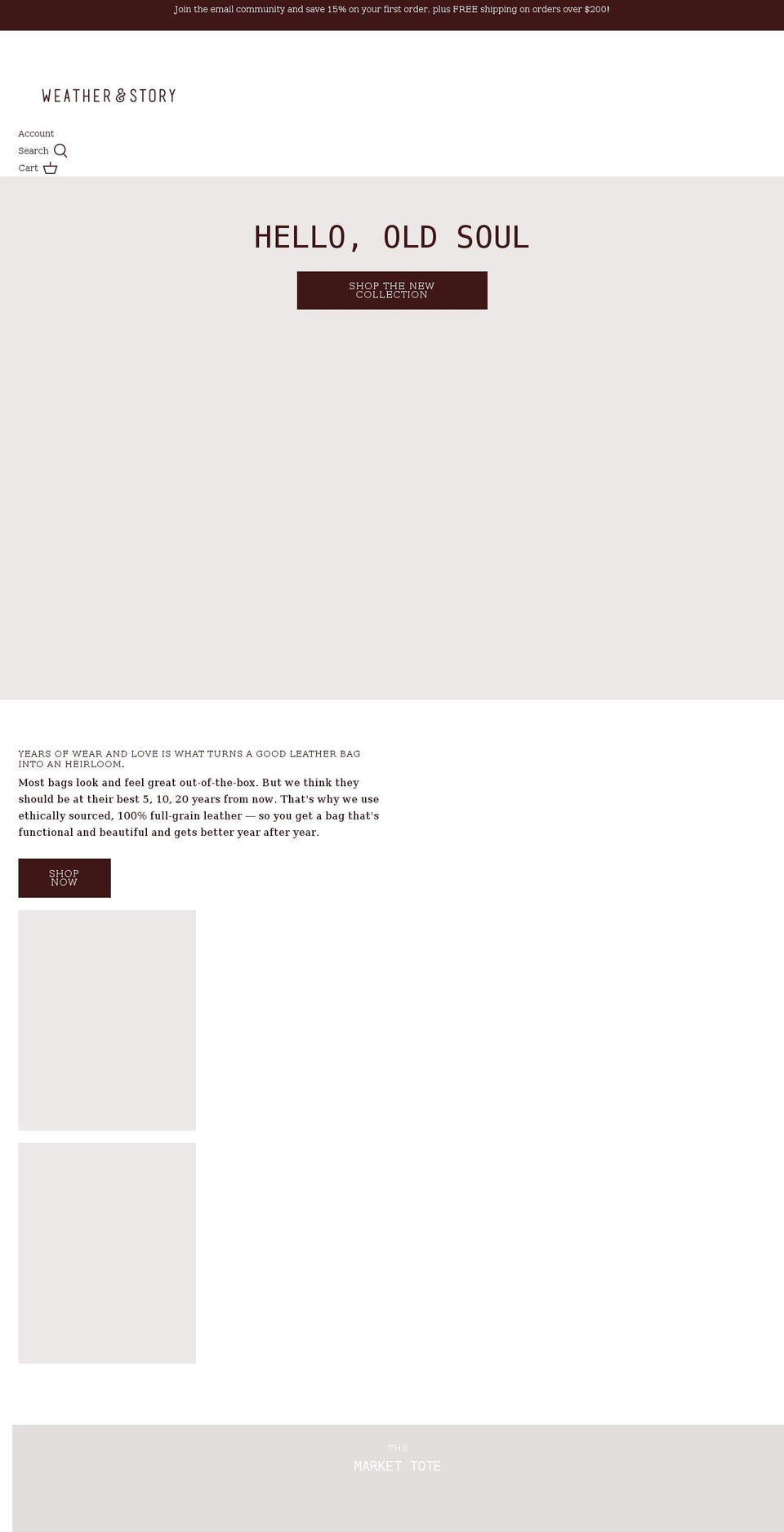 weatherandstory.com shopify website screenshot