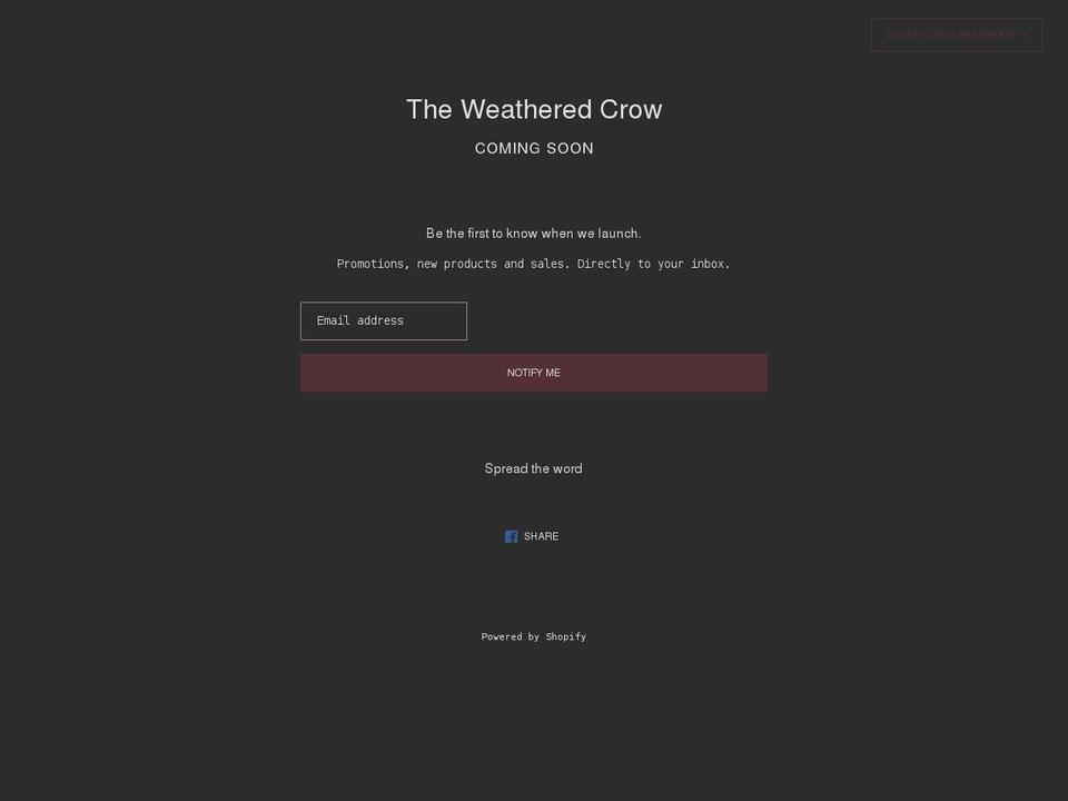 weatheredcrowwreaths.com shopify website screenshot