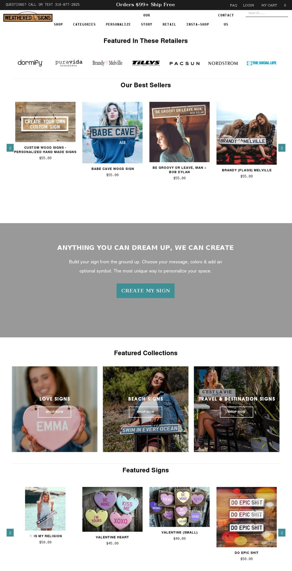 weatheredsigns.com shopify website screenshot