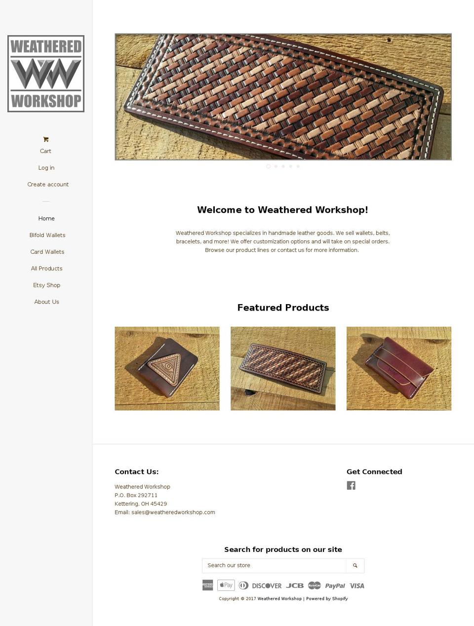weatheredworkshop.com shopify website screenshot