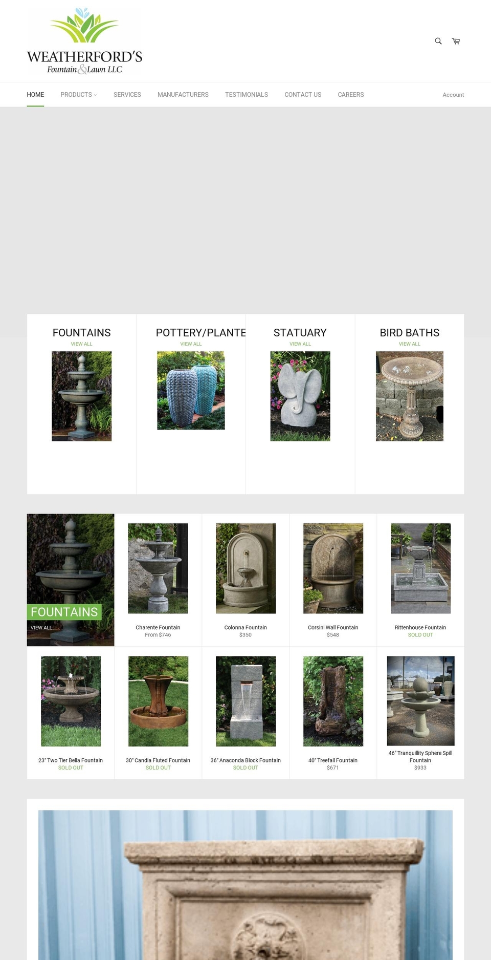 weatherfordsfountainandlawn.com shopify website screenshot