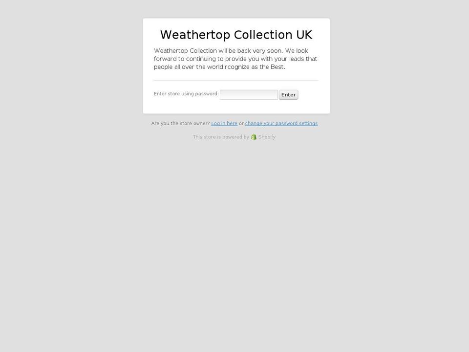 weathertopcollection.co.uk shopify website screenshot