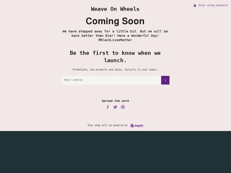 weave-on-wheels.myshopify.com shopify website screenshot