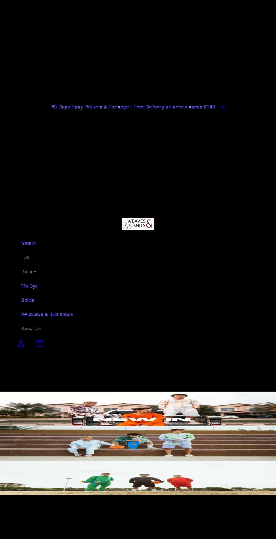 weavesandknits.com shopify website screenshot