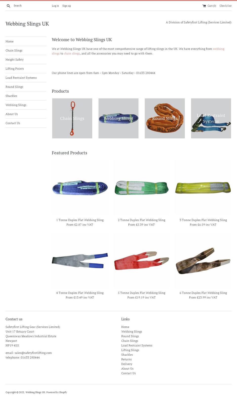 webbingslingsuk.co.uk shopify website screenshot