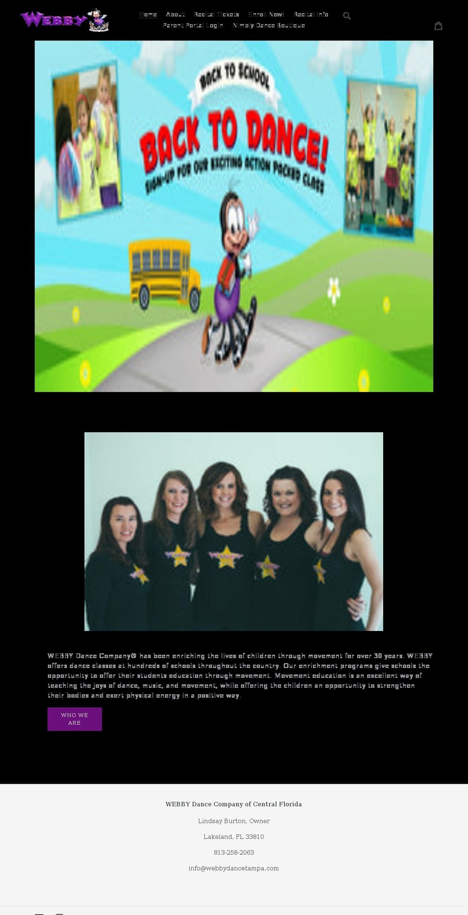 webbydancetampa.com shopify website screenshot