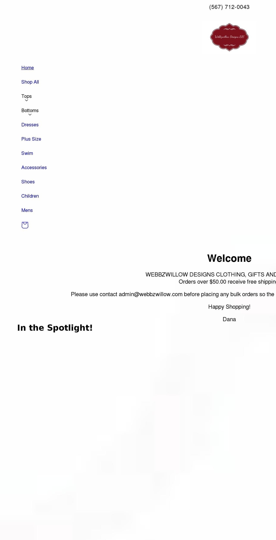 webbzwillow.com shopify website screenshot