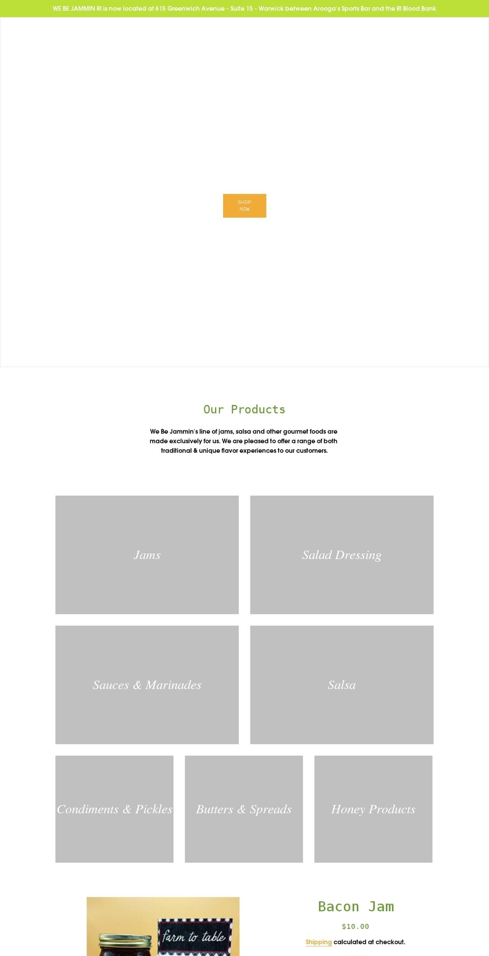webejammin.net shopify website screenshot