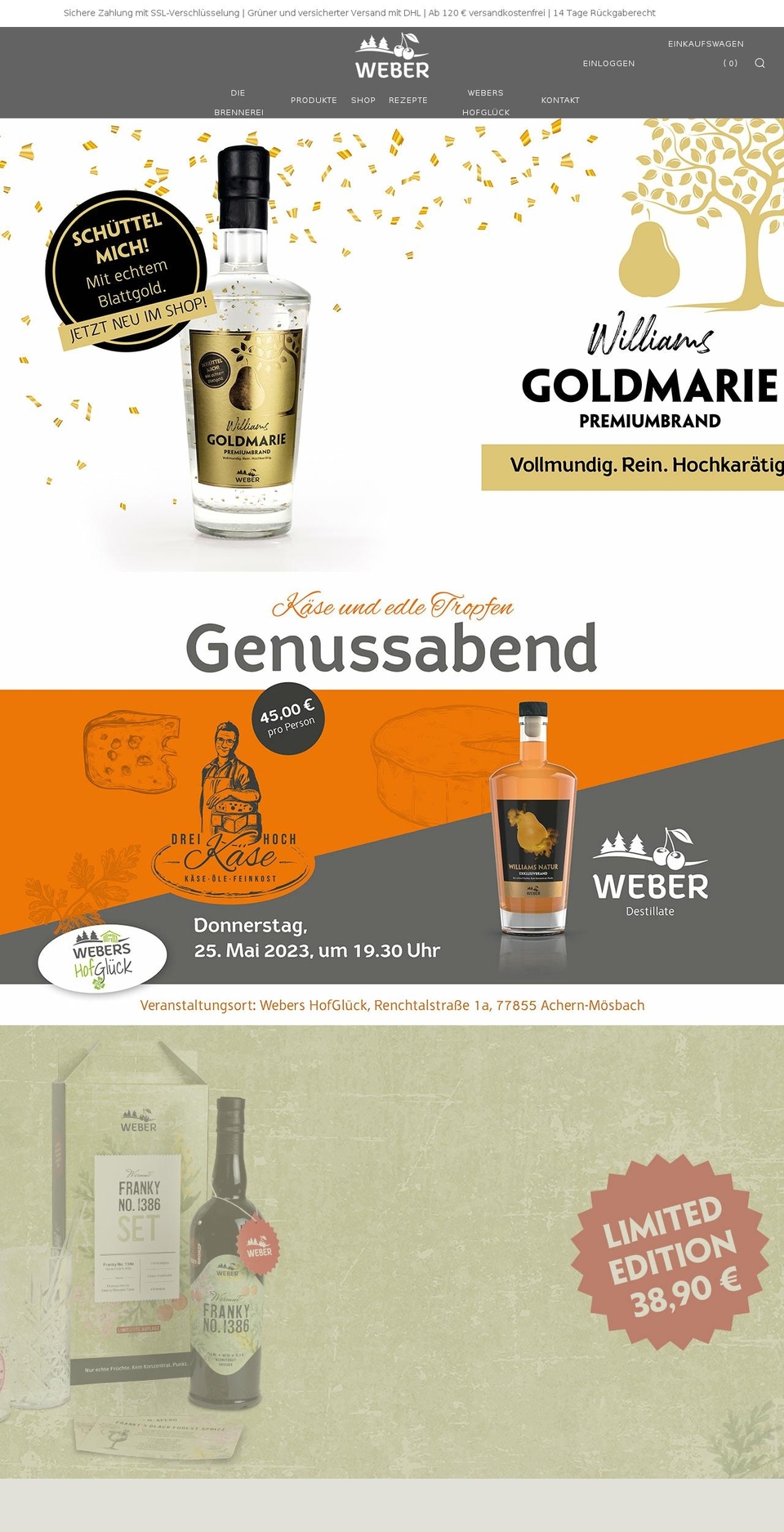 weber-destillate.de shopify website screenshot