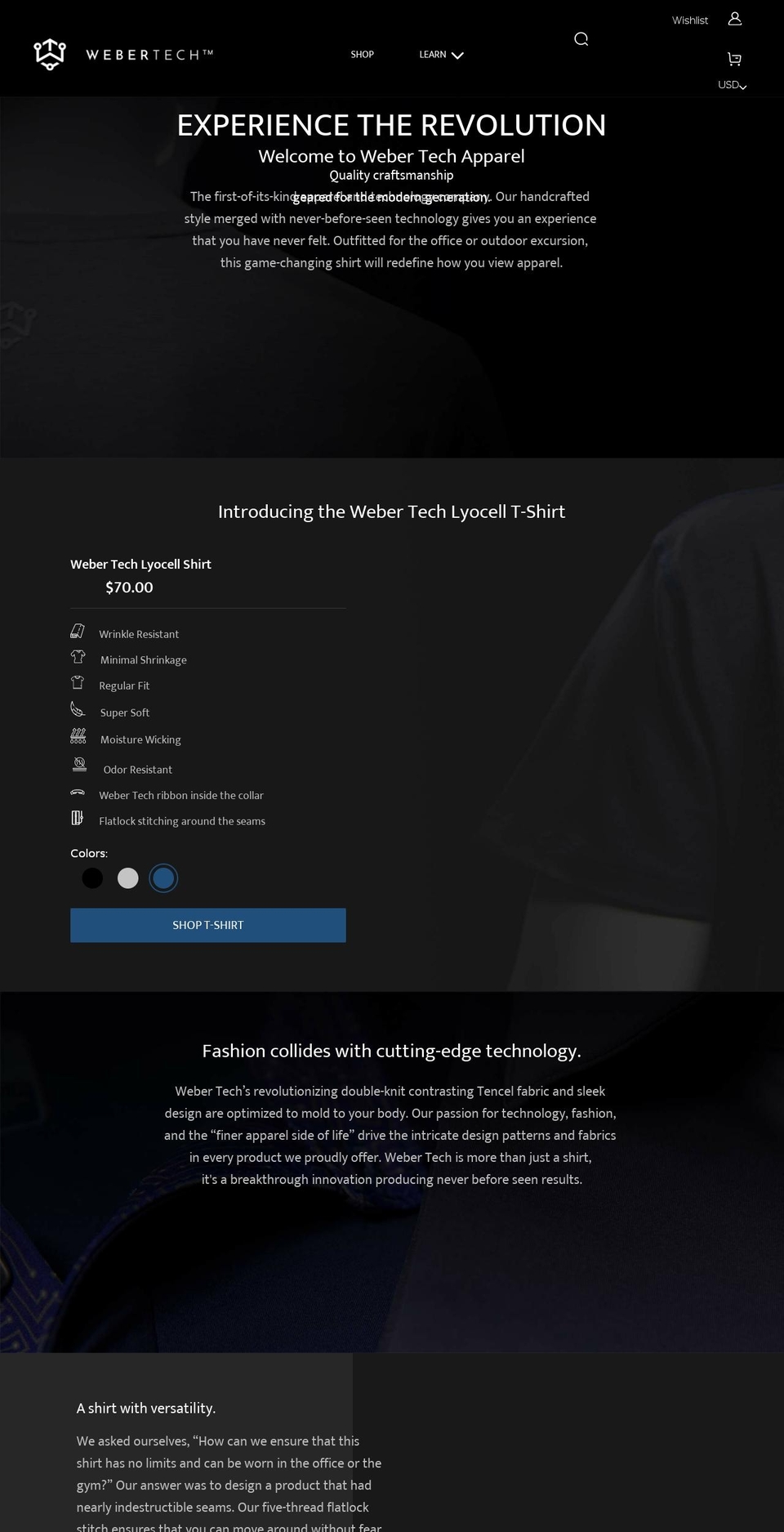 webertechapparel.com shopify website screenshot