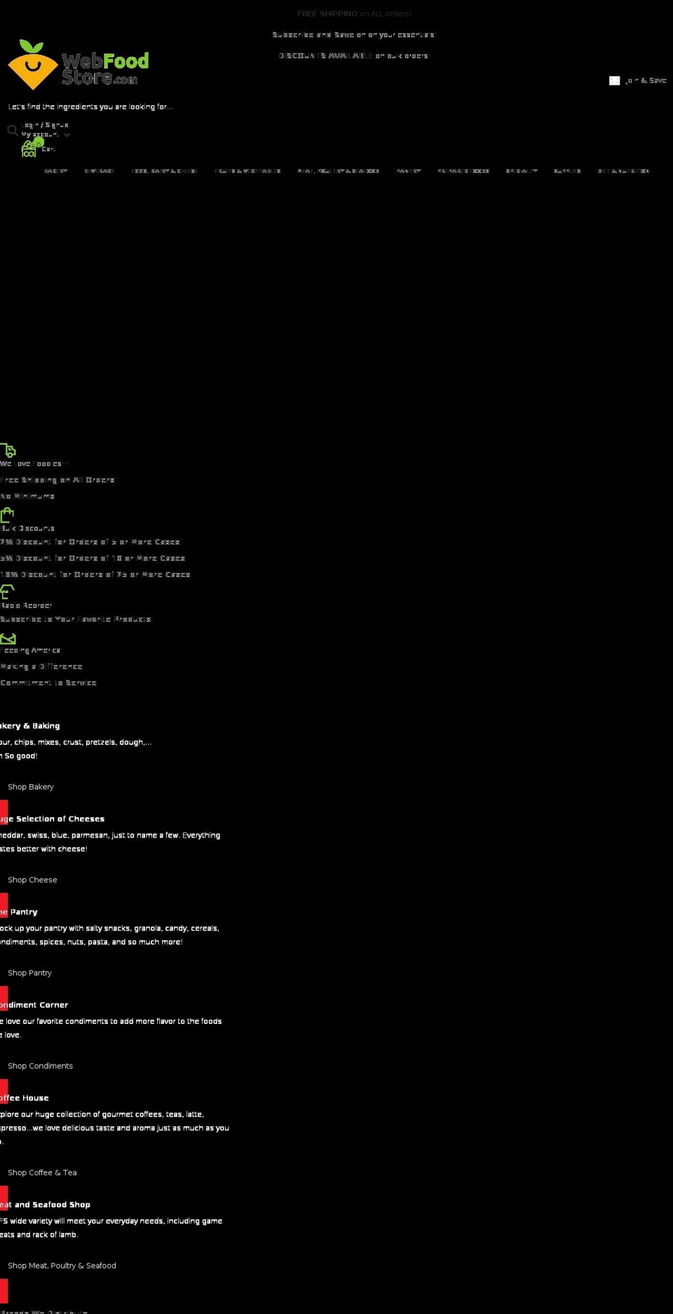 webfoodstore.com shopify website screenshot