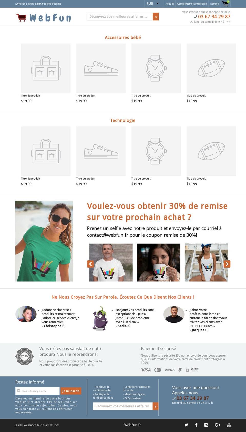 webfun.fr shopify website screenshot