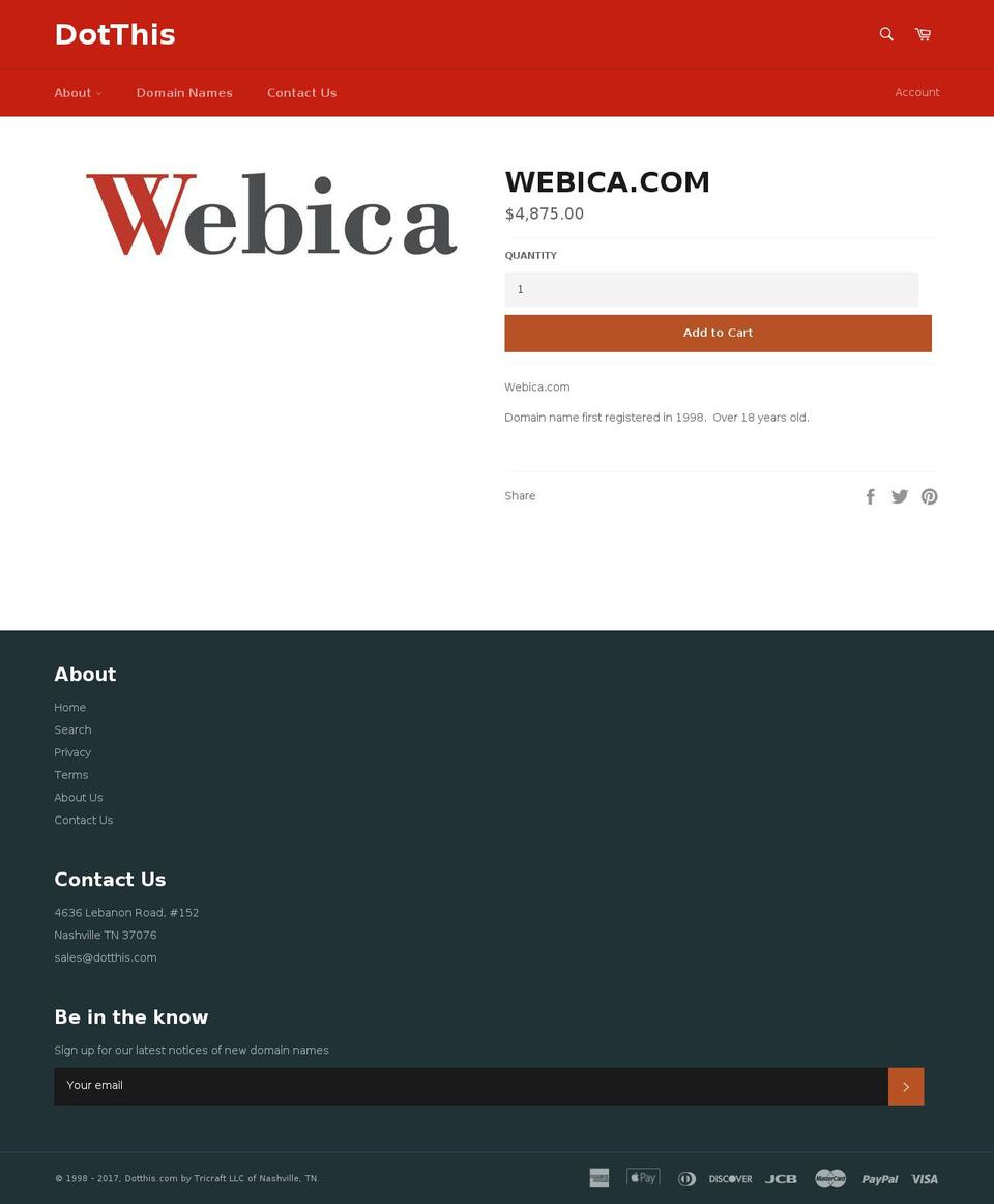 webica.com shopify website screenshot