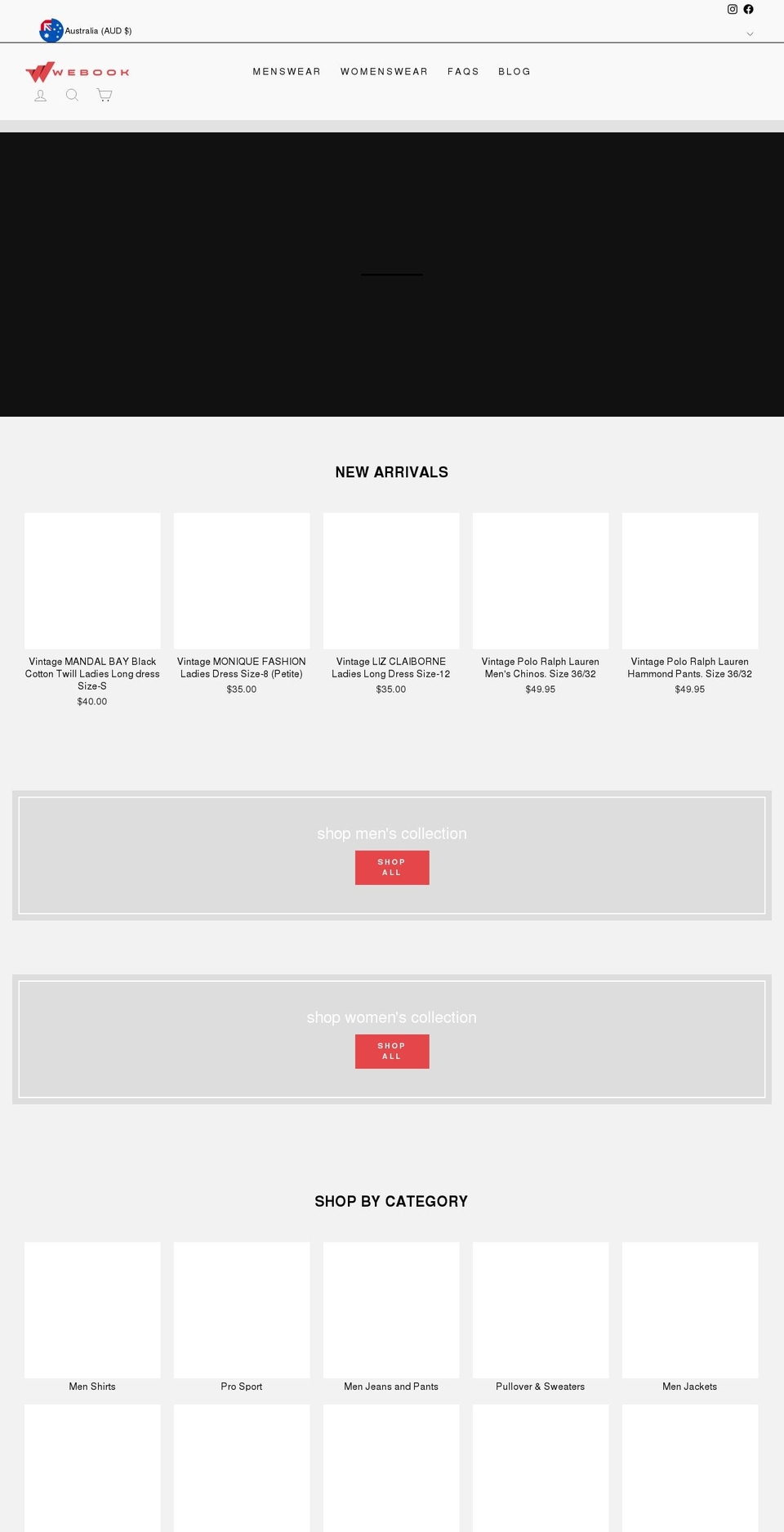 webook.com.au shopify website screenshot