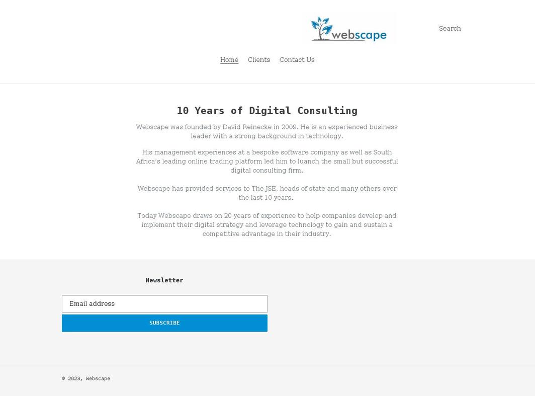 webscape.co.za shopify website screenshot