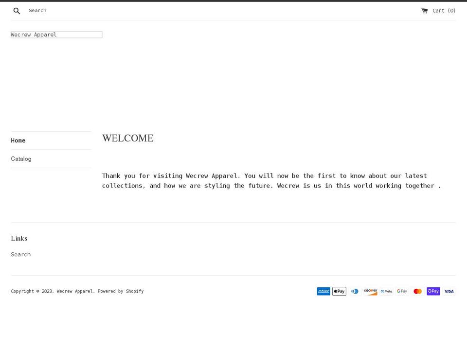 wecrewapparel.com shopify website screenshot
