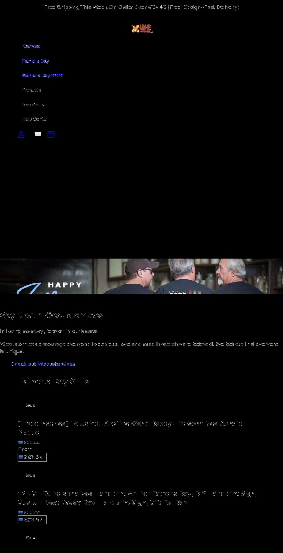 wecustomtees.com shopify website screenshot