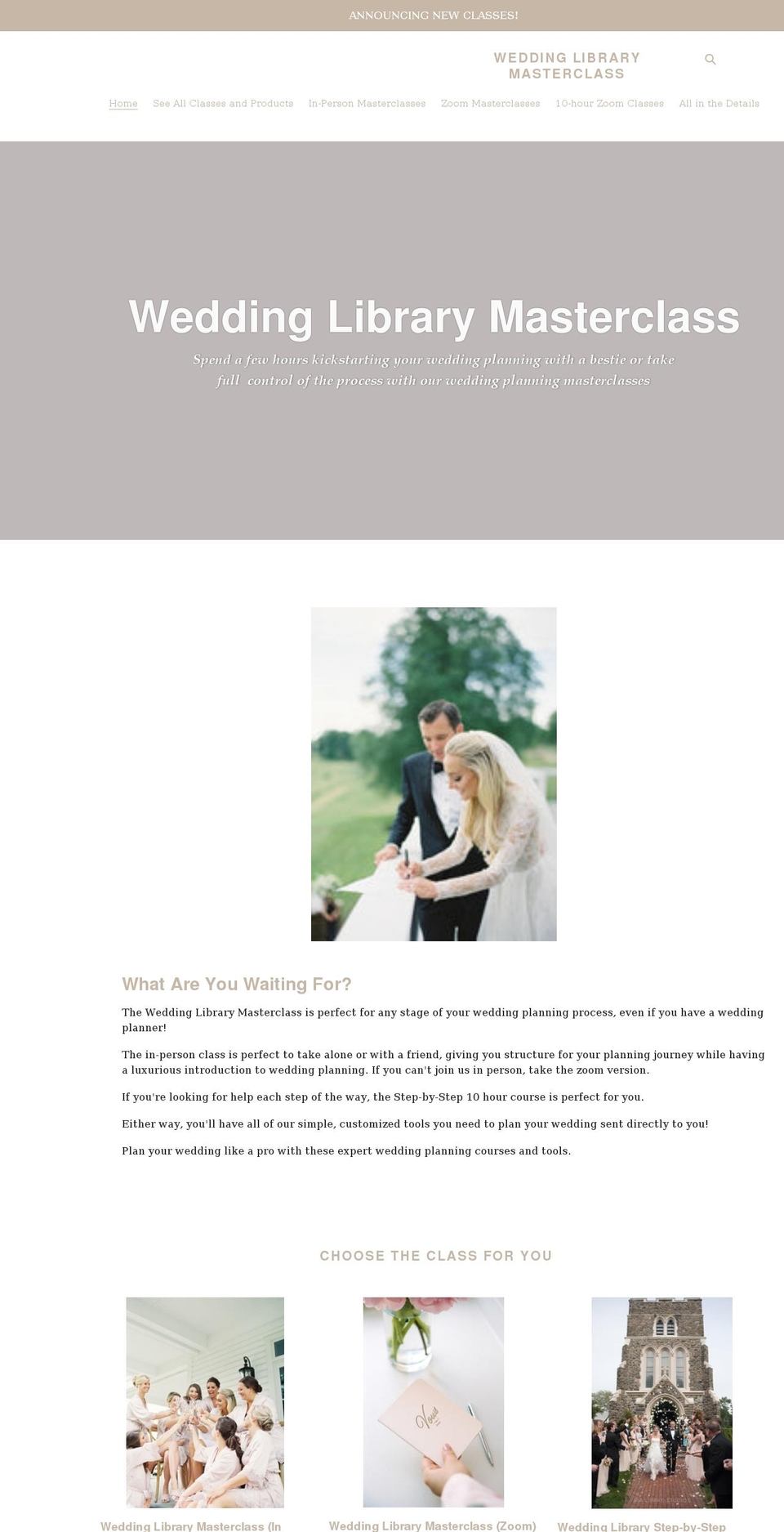 wedding Shopify theme site example wedding-library-masterclass.myshopify.com