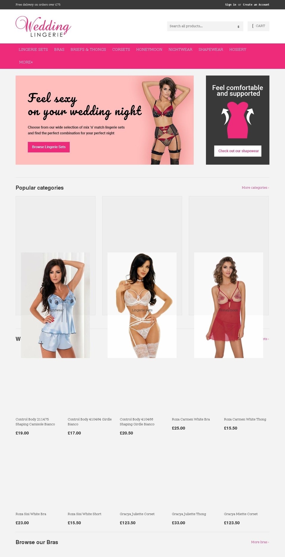 wedding-lingerie.co.uk shopify website screenshot