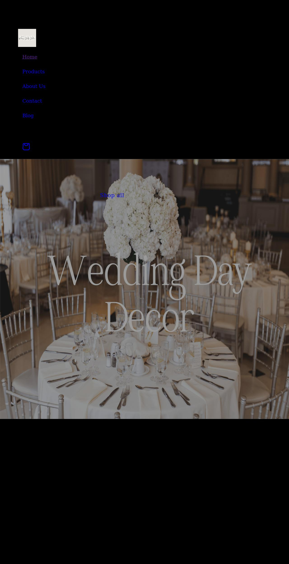 weddingdaydecor.com shopify website screenshot