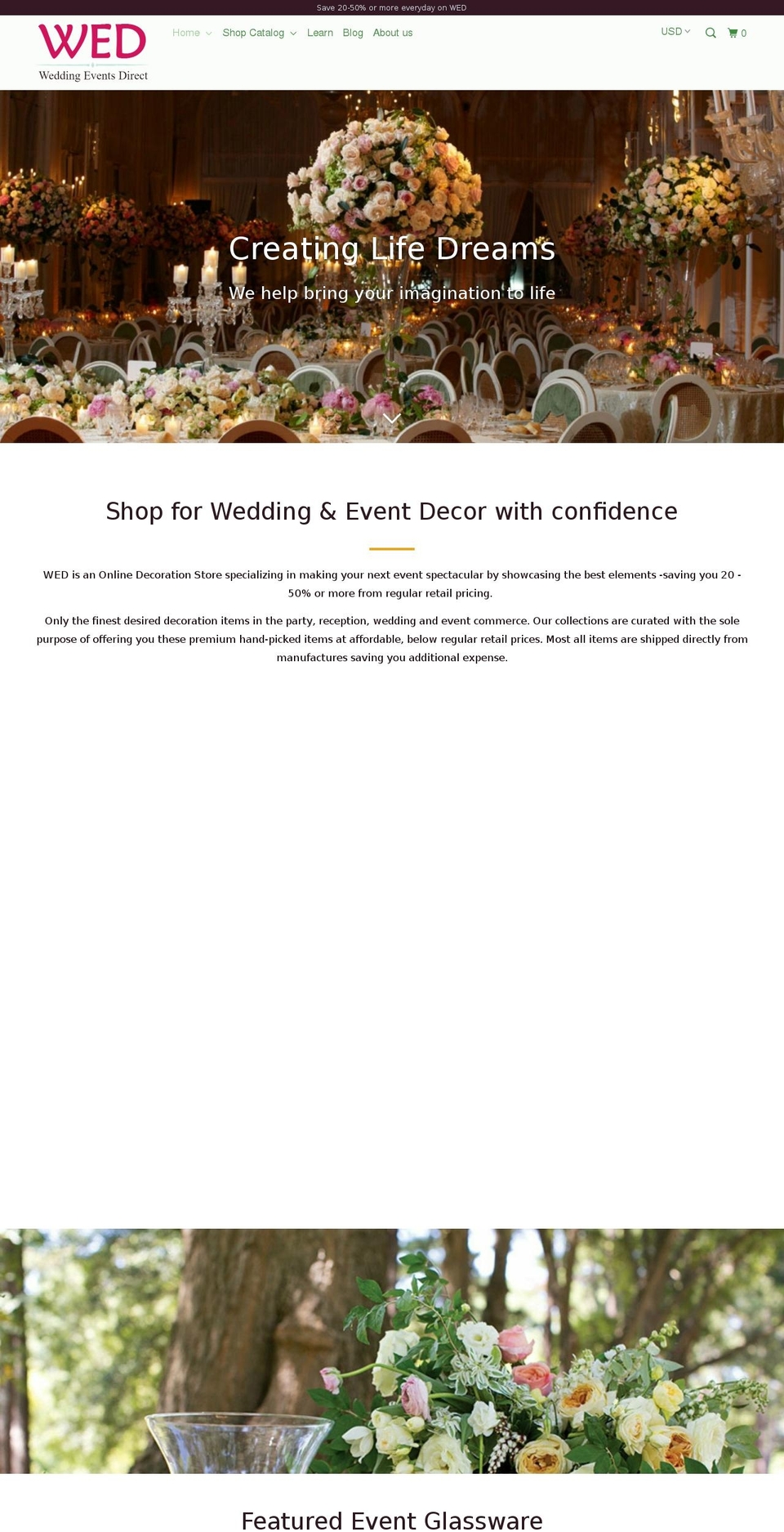 weddingeventdirect.com shopify website screenshot