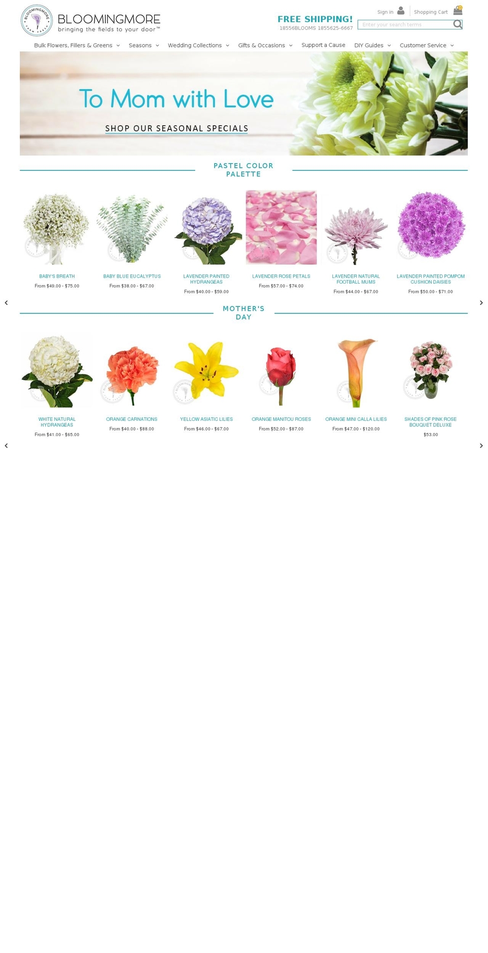 Bloomingmore Shopify theme site example weddingflowersrx.com