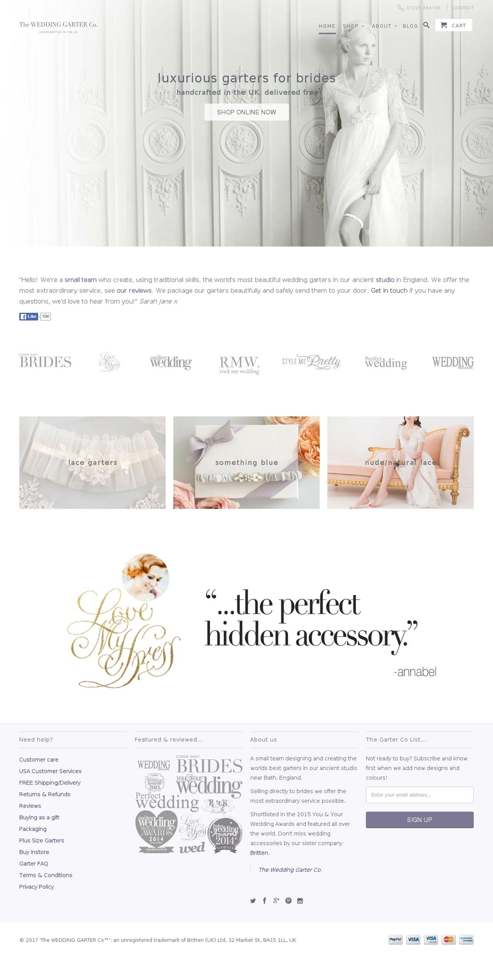 weddinggarterco.net shopify website screenshot