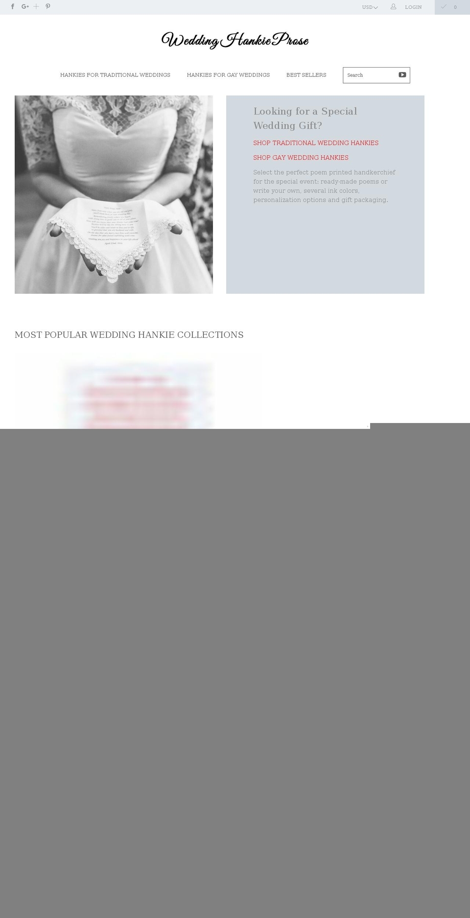 weddinghankieprose.com shopify website screenshot