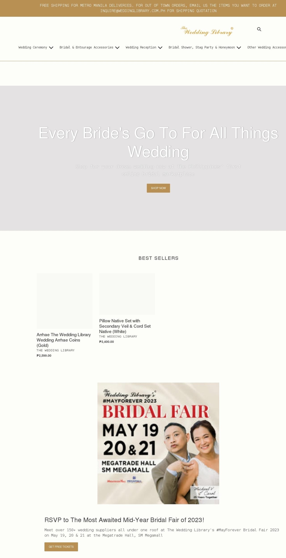 weddinglibrary.com.ph shopify website screenshot