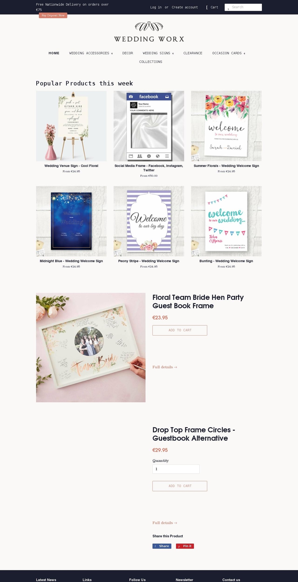 weddingworx.ie shopify website screenshot