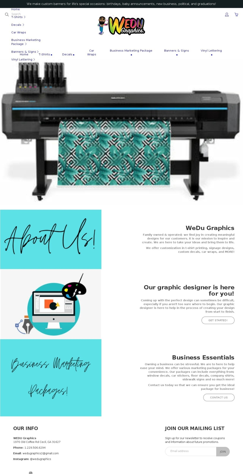 wedugraphics.com shopify website screenshot