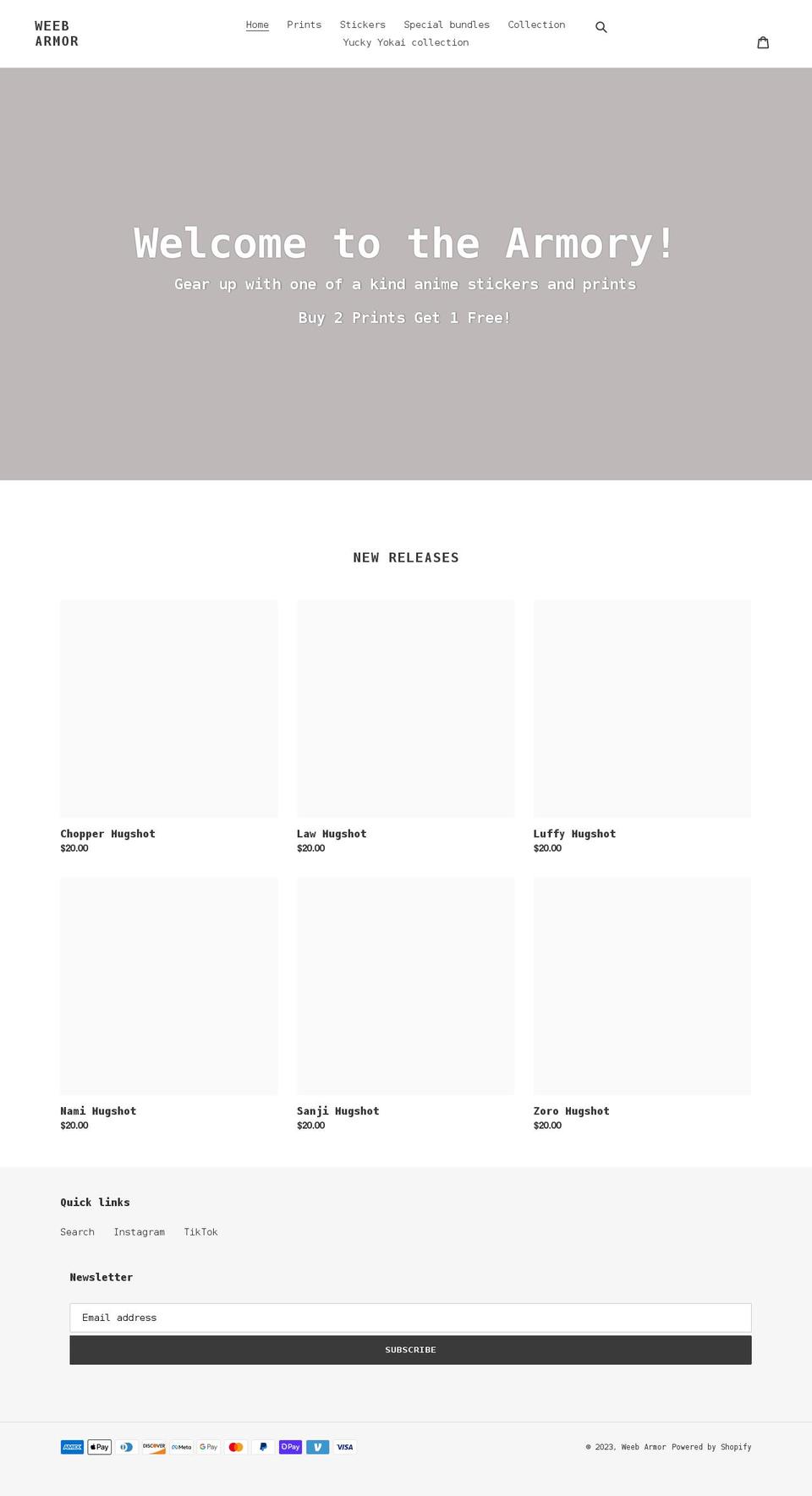 weebarmor.com shopify website screenshot