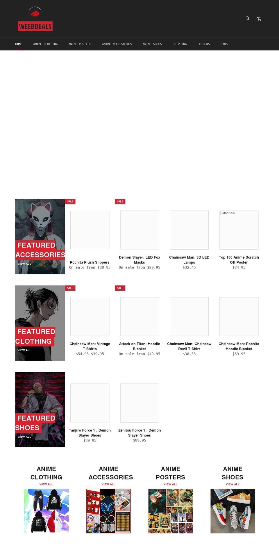 weebdeals.com shopify website screenshot