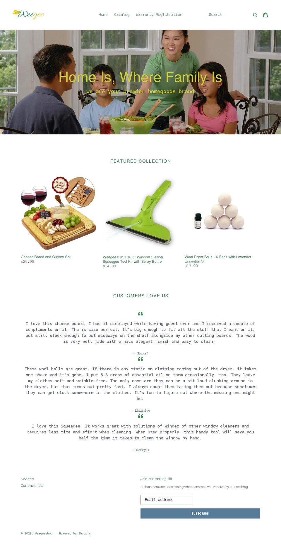 weegeeshop.com shopify website screenshot