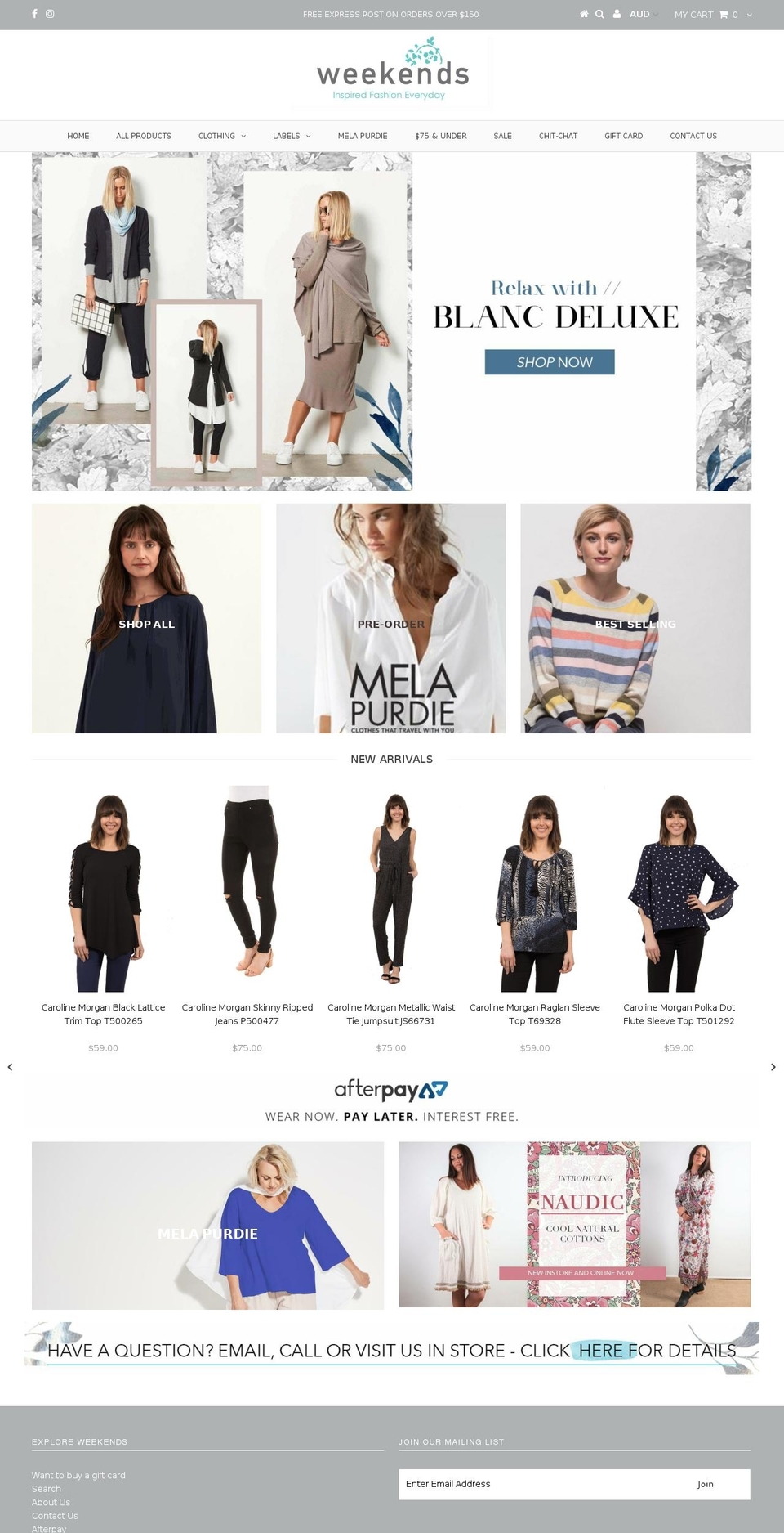 weekends.com.au shopify website screenshot