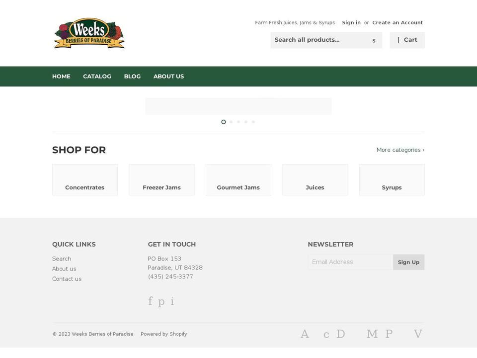 weeksberries.com shopify website screenshot