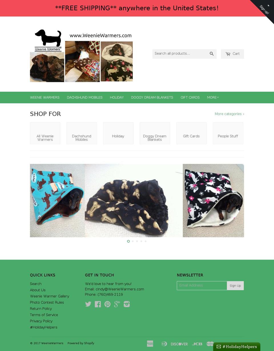 weeniewarmers.com shopify website screenshot